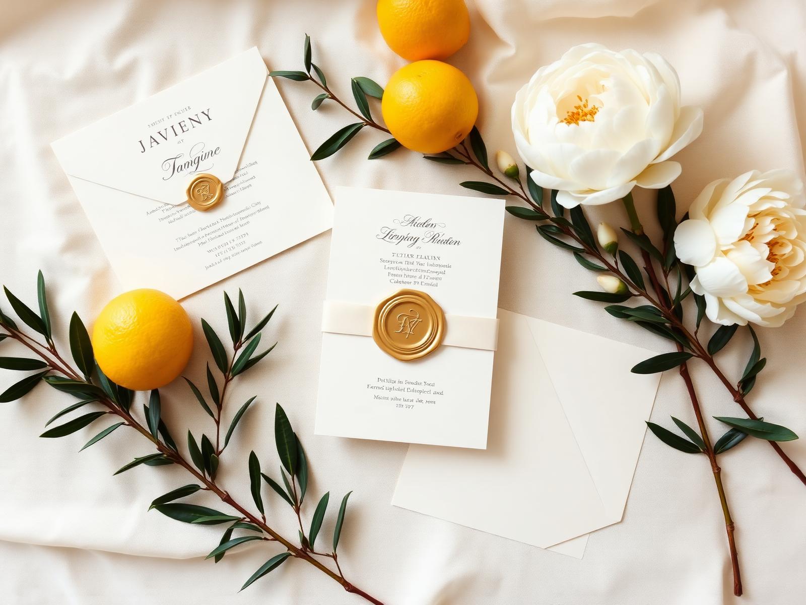 Italian wedding stationery flat-lay