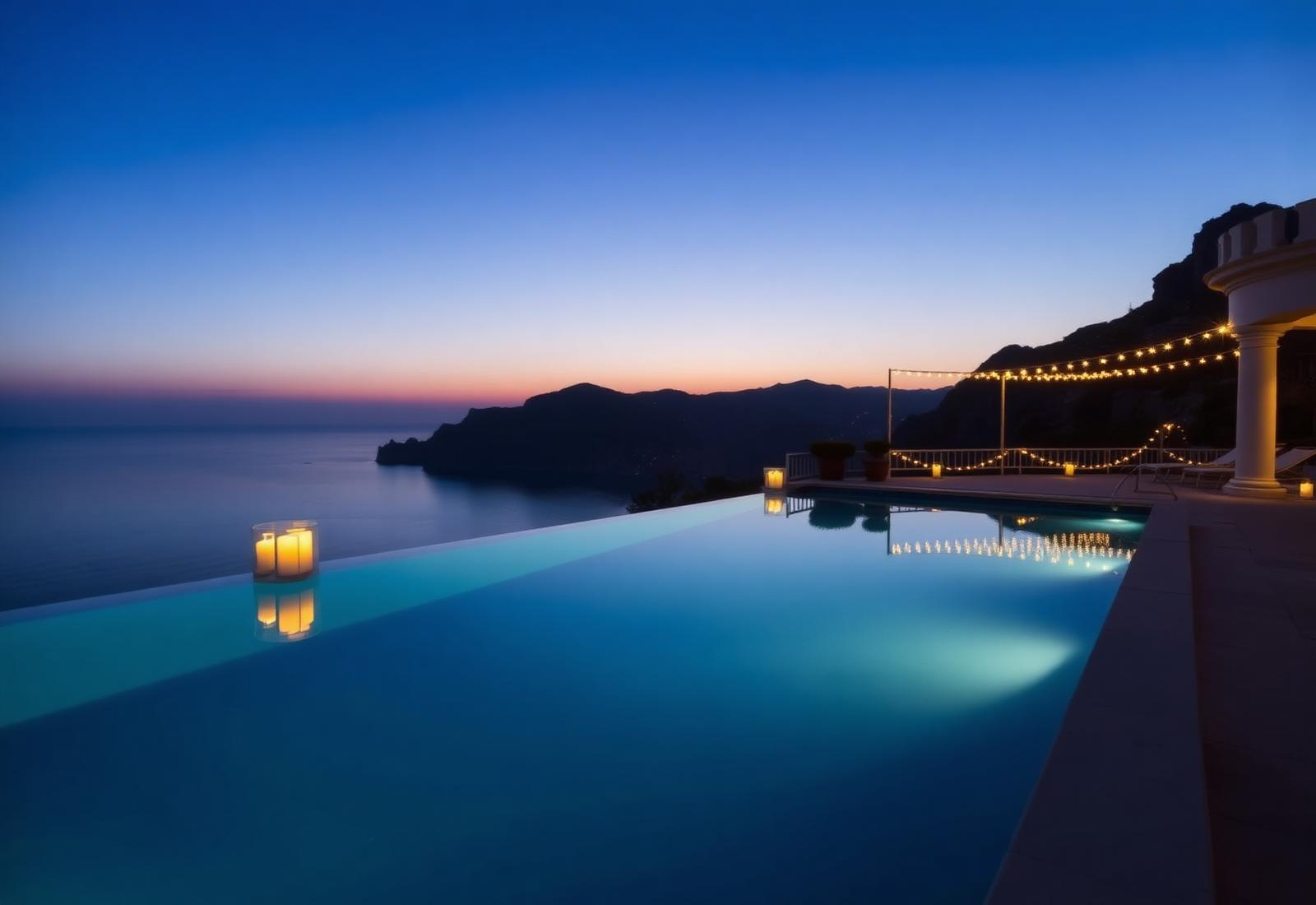 Villa at twilight on the Amalfi Coast